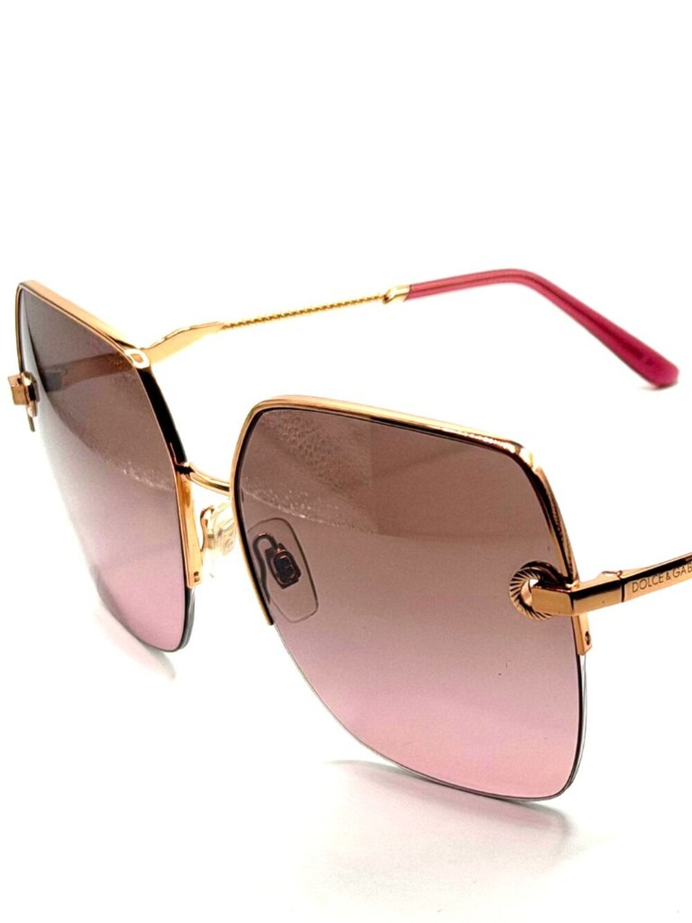 NEW DOLCE GABBANA DG2267 1298/14 ROSE GOLD/PINK GRADIENT BROWN SUNGLASSES 63MM